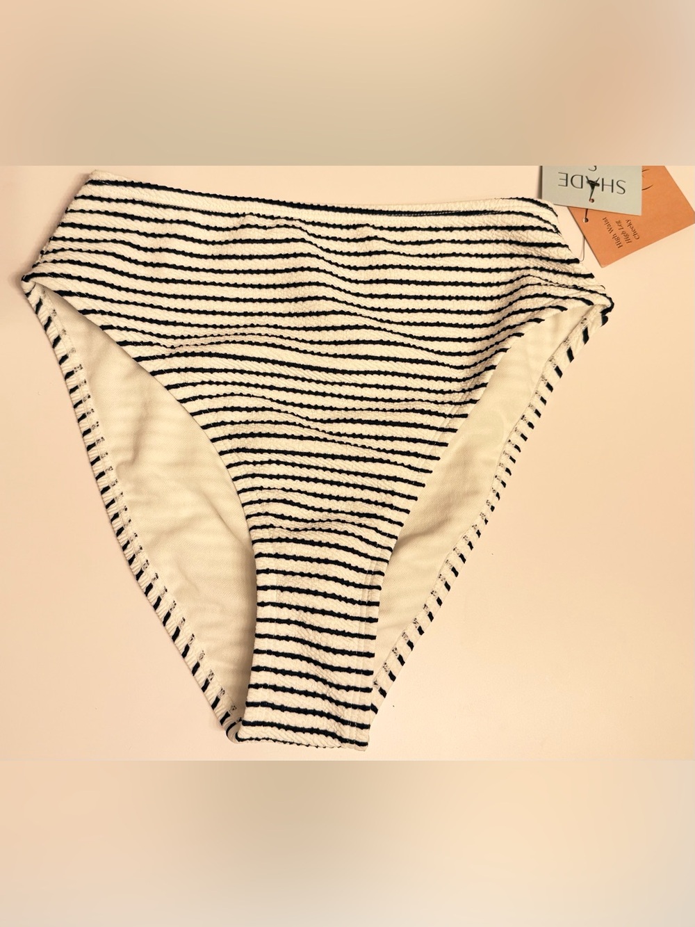 Shade & Shore dark navy and White Striped Bikini Bottom only new with tags